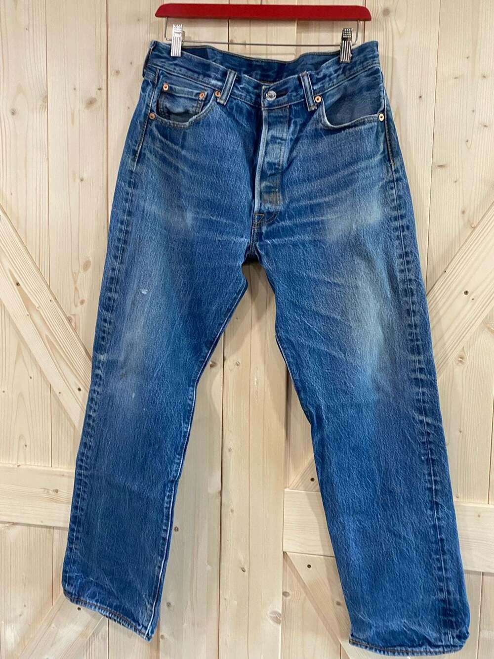 Levi's 501 Original Fit Button Fly Straight Leg Blue Denim Jeans W35 L33